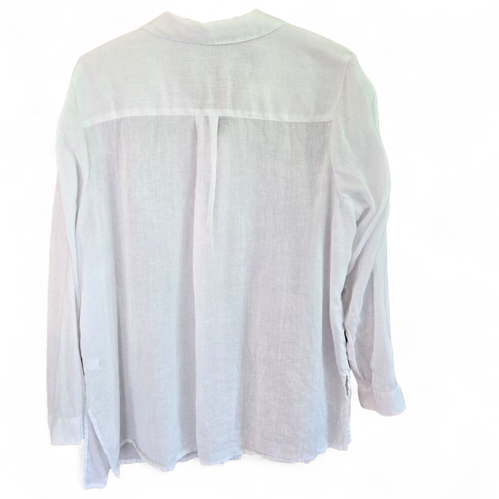 J.Jill Love Linen Womens White Button-Down Shirt Long Sleeve Lightweight 2X - Picture 2 of 9